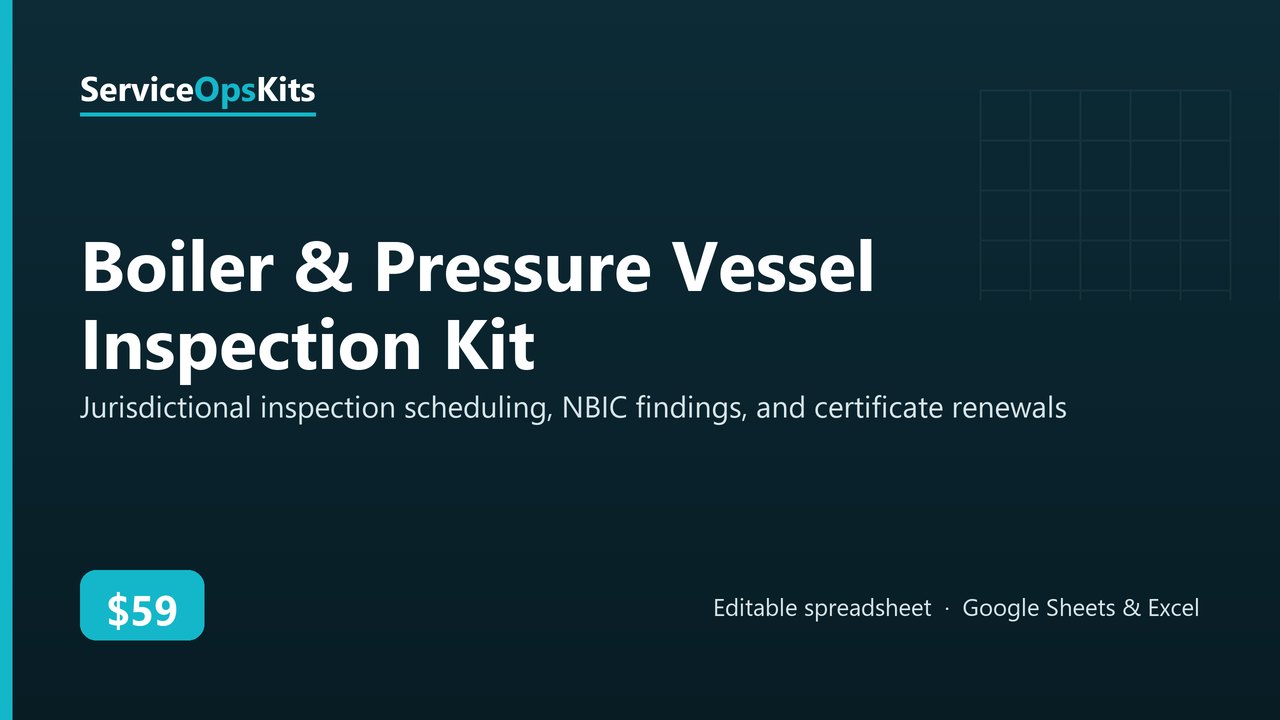 Boiler & Pressure Vessel Inspection Kit spreadsheet template