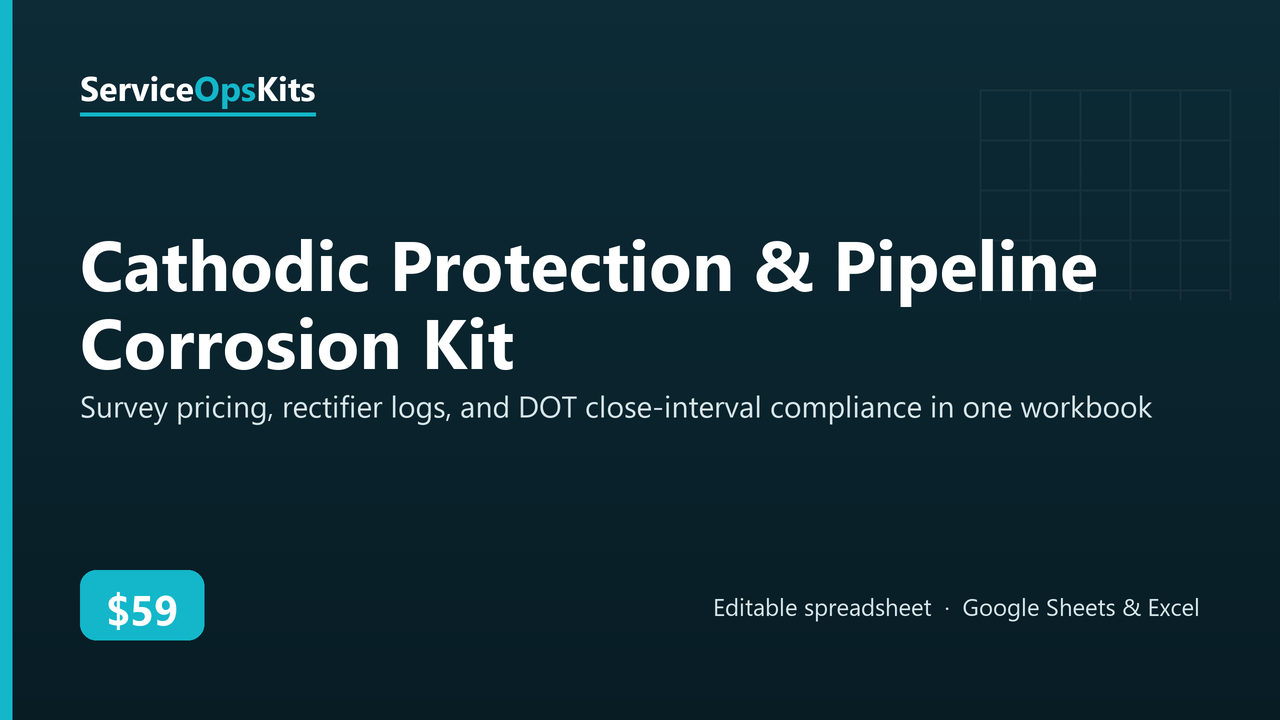 Cathodic Protection & Pipeline Corrosion Kit spreadsheet template