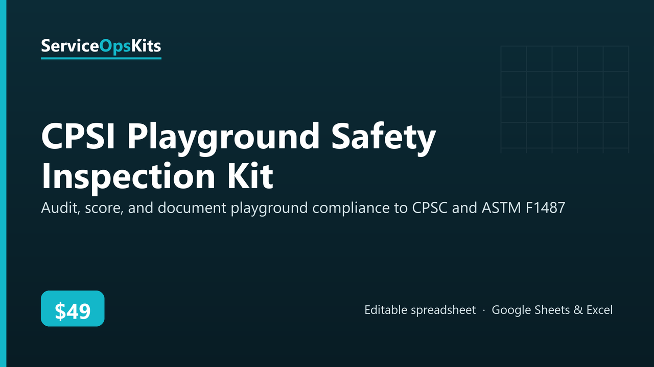 CPSI Playground Safety Inspection Kit spreadsheet template