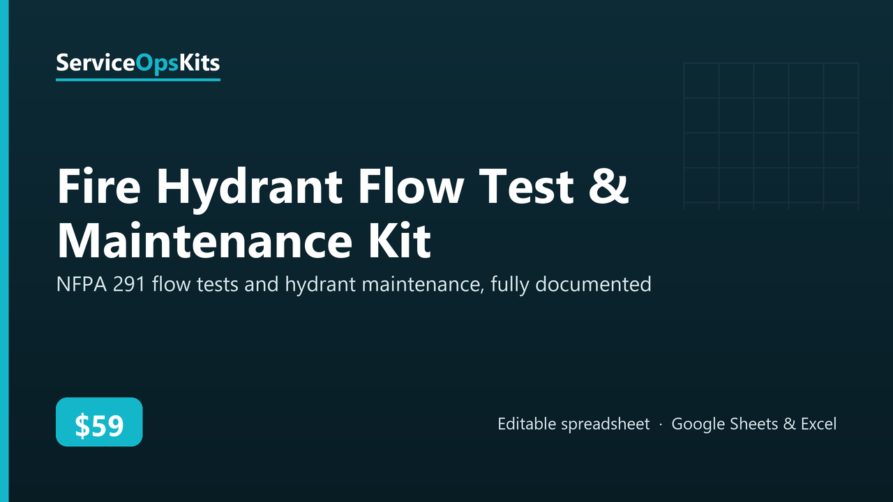 Fire Hydrant Flow Test & Maintenance Kit spreadsheet template