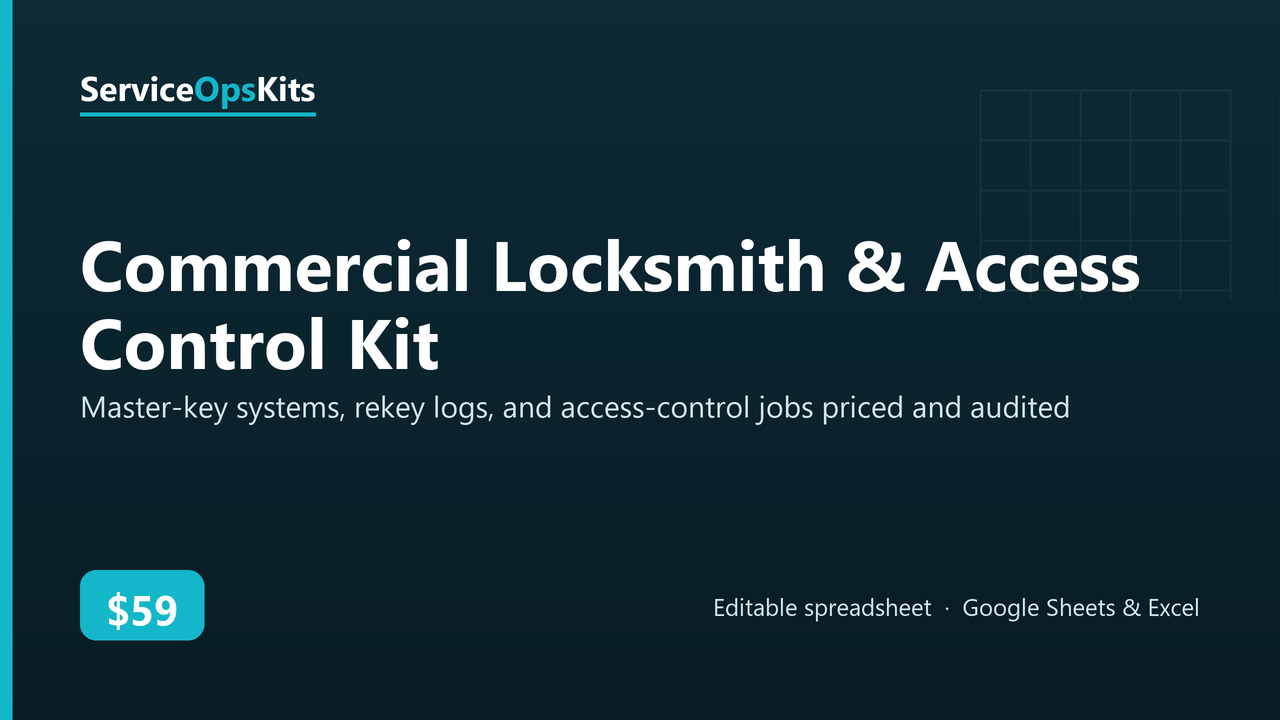 Commercial Locksmith & Access Control Kit spreadsheet template