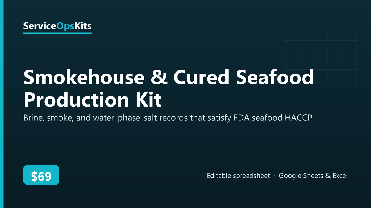 Smokehouse & Cured Seafood Production Kit spreadsheet template