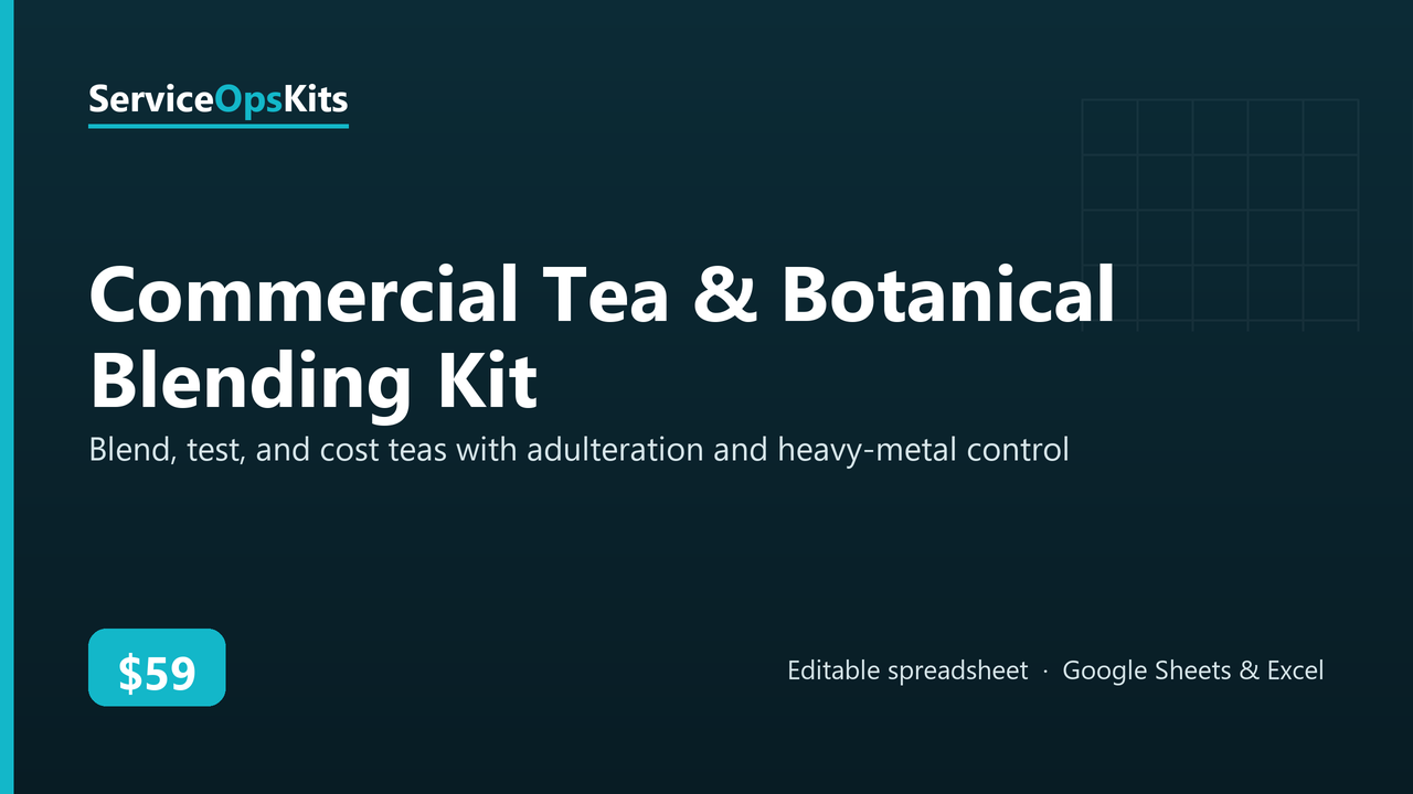 Commercial Tea & Botanical Blending Kit spreadsheet template