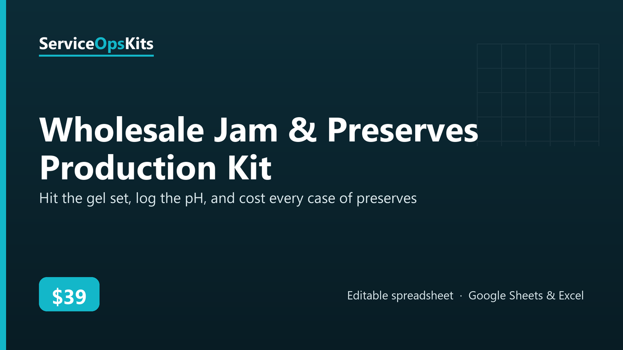 Wholesale Jam & Preserves Production Kit spreadsheet template