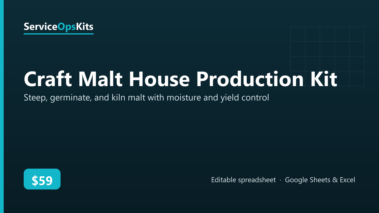 Craft Malt House Production Kit spreadsheet template