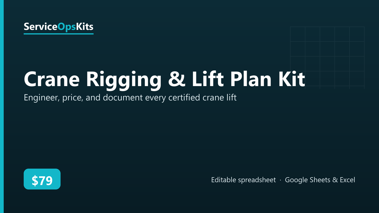 Crane Rigging & Lift Plan Kit spreadsheet template