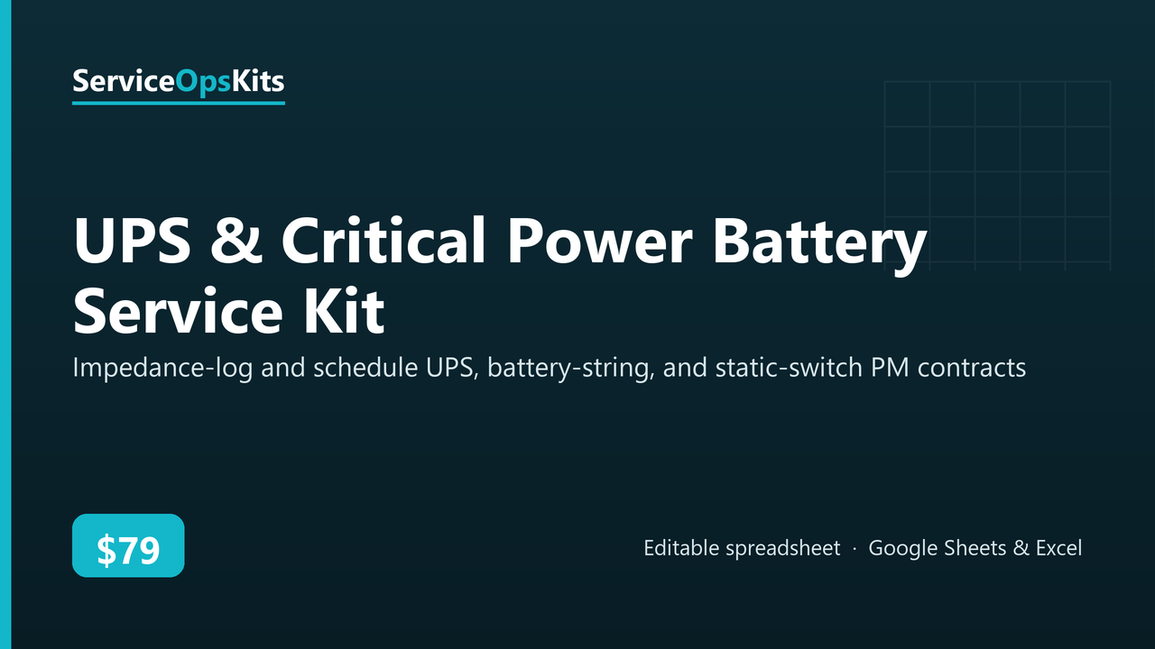 UPS & Critical Power Battery Service Kit spreadsheet template