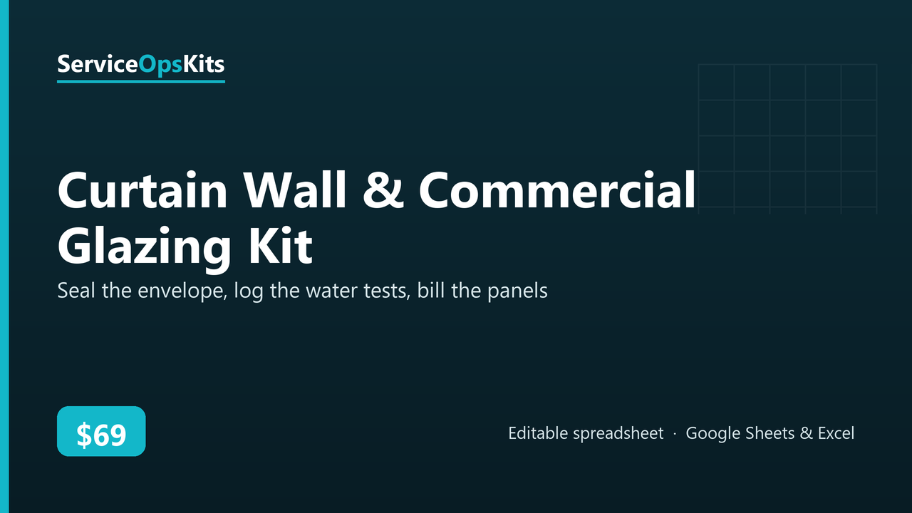 Curtain Wall & Commercial Glazing Kit spreadsheet template