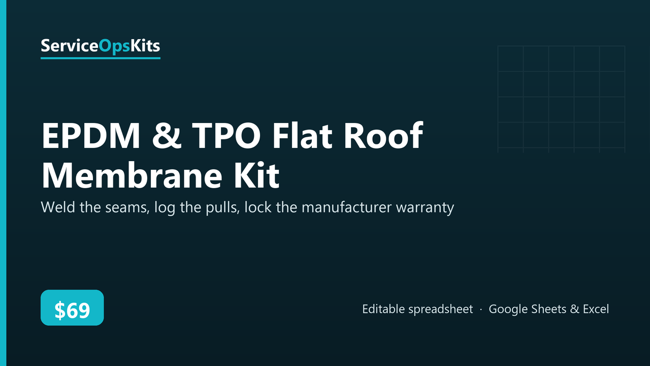 EPDM & TPO Flat Roof Membrane Kit spreadsheet template