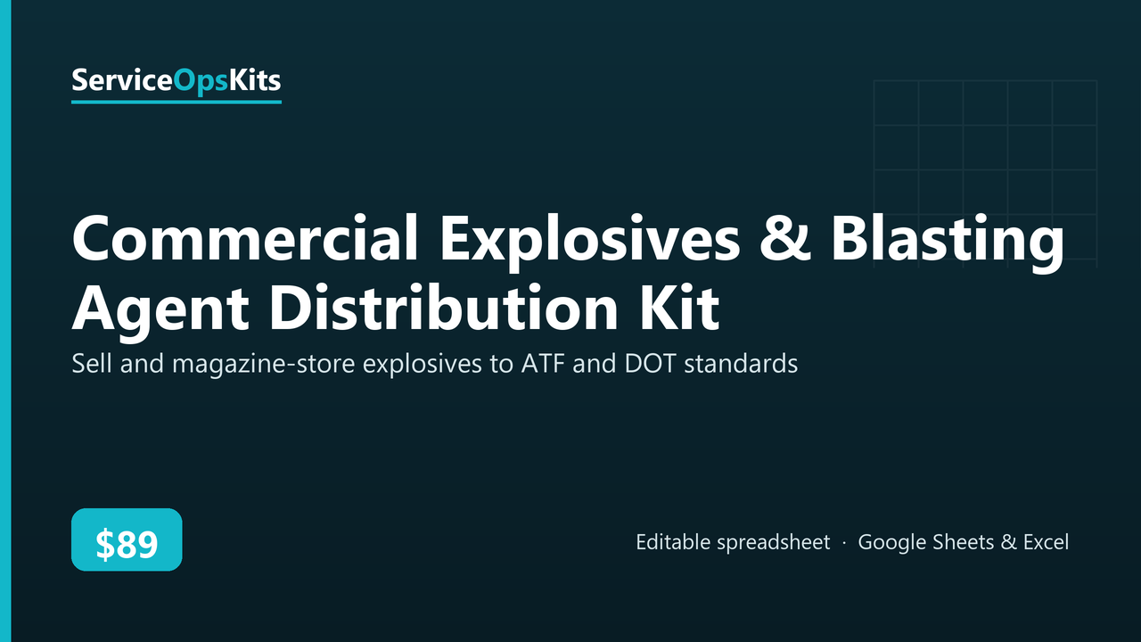 Commercial Explosives & Blasting Agent Distribution Kit spreadsheet template