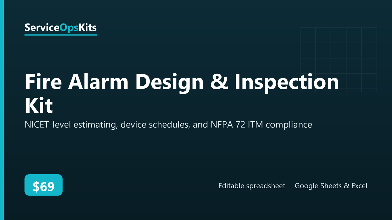 Fire Alarm Design & Inspection Kit spreadsheet template