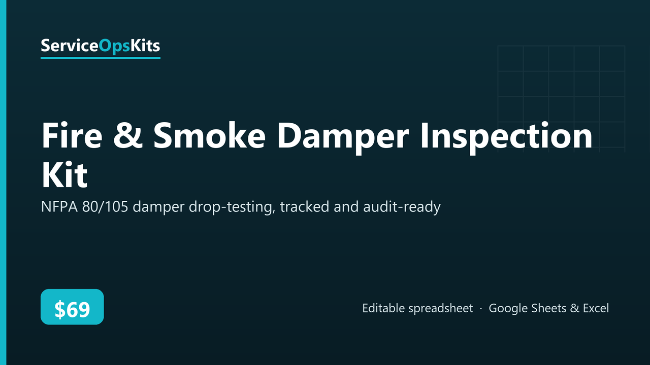 Fire & Smoke Damper Inspection Kit spreadsheet template
