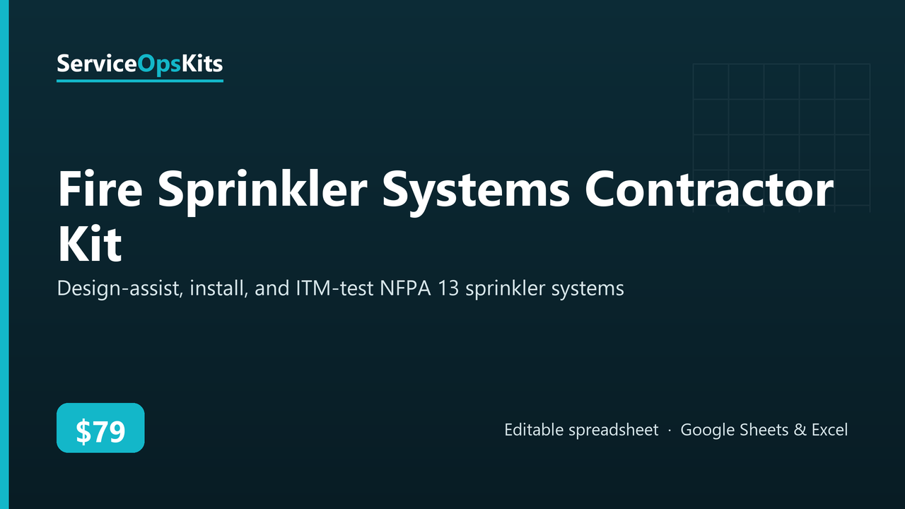 Fire Sprinkler Systems Contractor Kit spreadsheet template