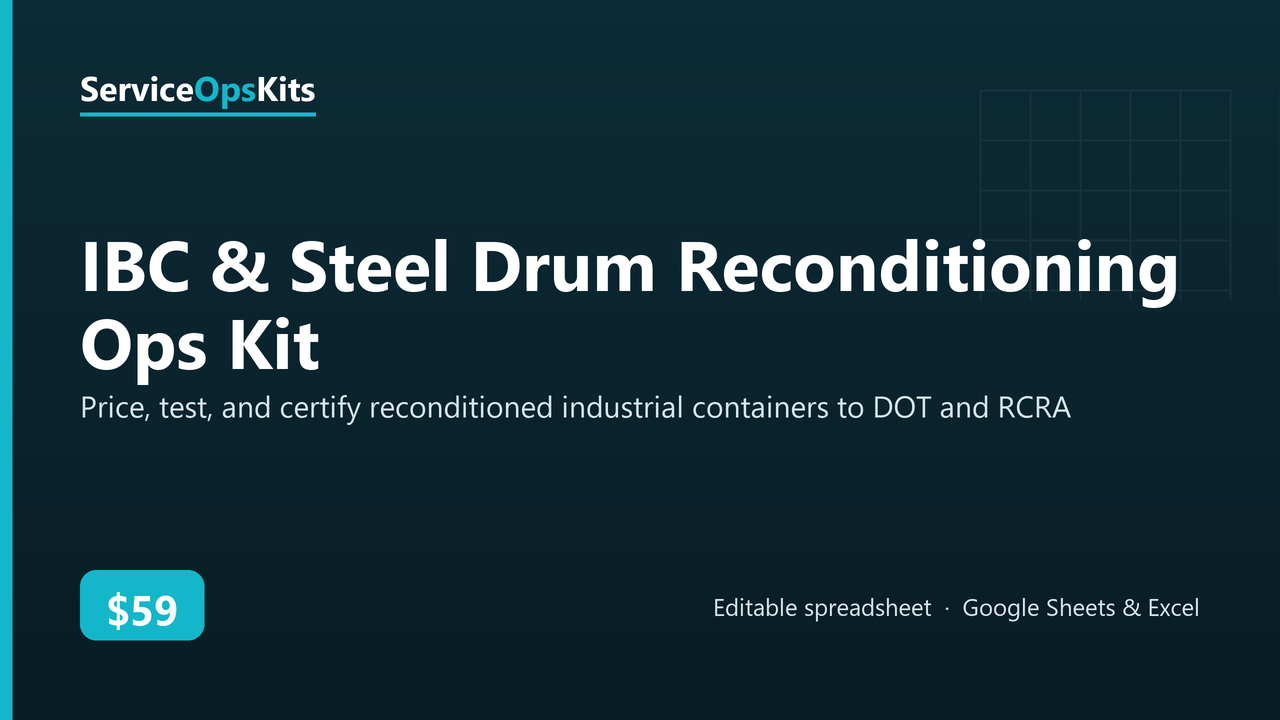 IBC & Steel Drum Reconditioning Ops Kit spreadsheet template