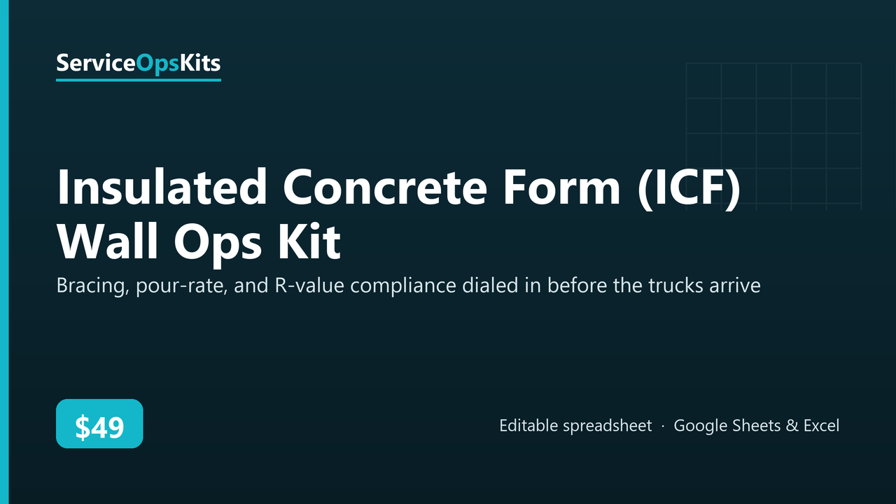 Insulated Concrete Form (ICF) Wall Ops Kit spreadsheet template