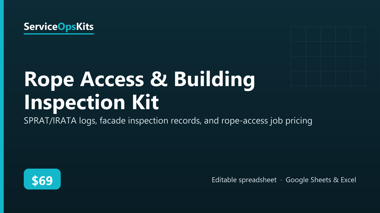 Rope Access & Building Inspection Kit spreadsheet template