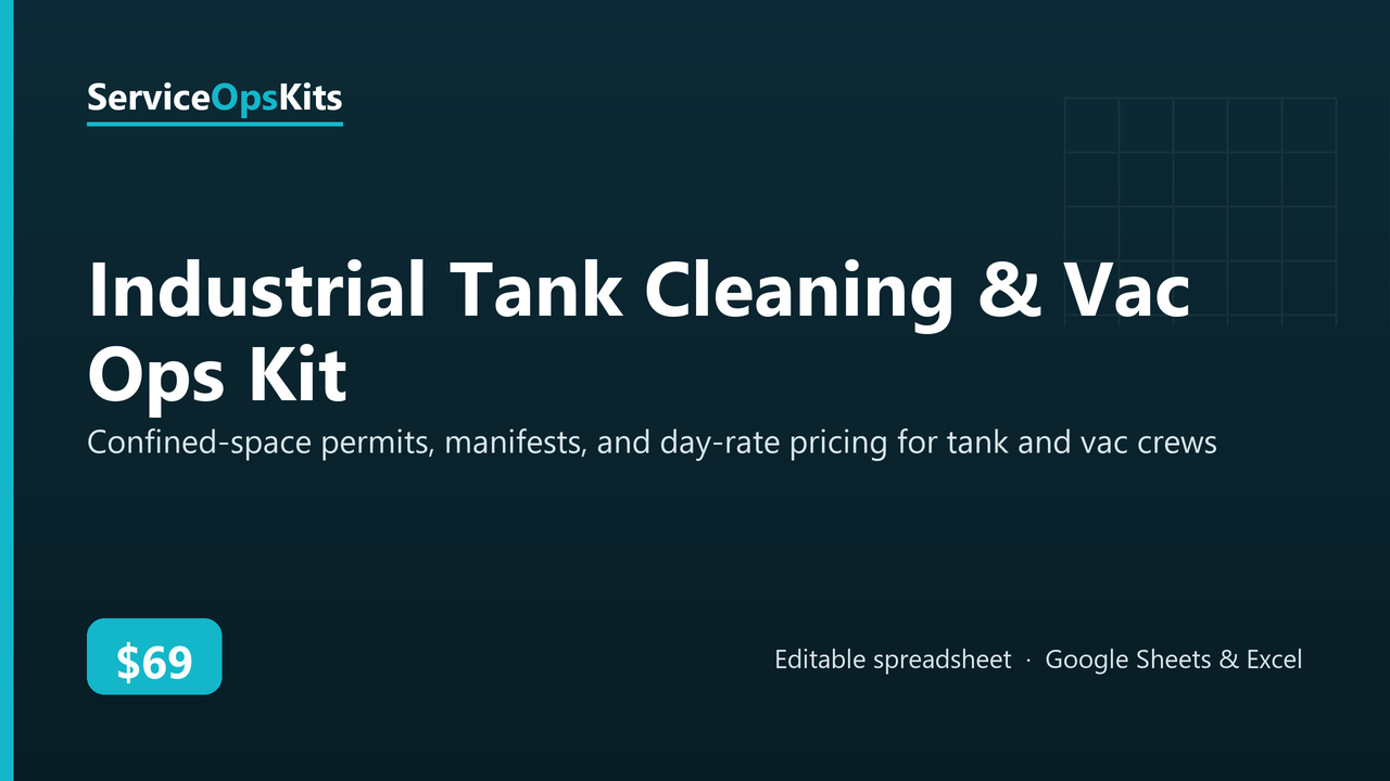 Industrial Tank Cleaning & Vac Ops Kit spreadsheet template