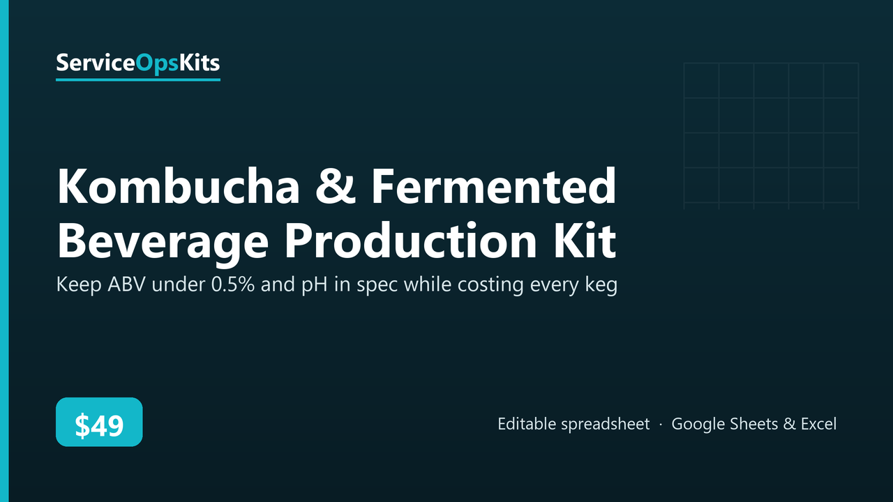 Kombucha & Fermented Beverage Production Kit spreadsheet template