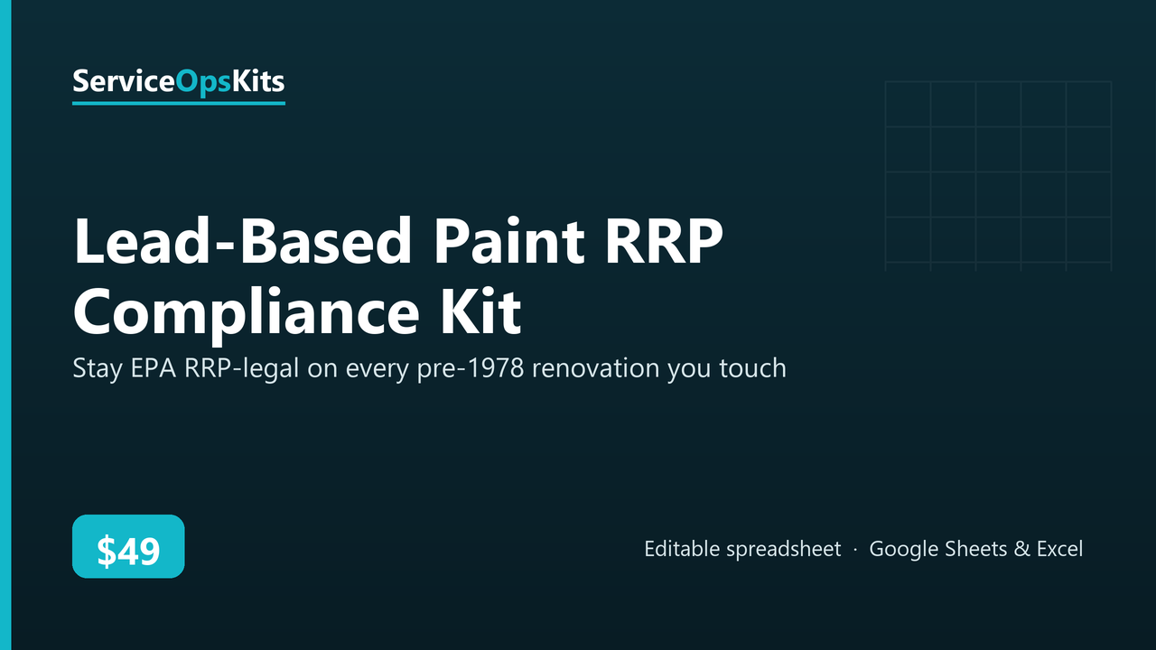 Lead-Based Paint RRP Compliance Kit spreadsheet template