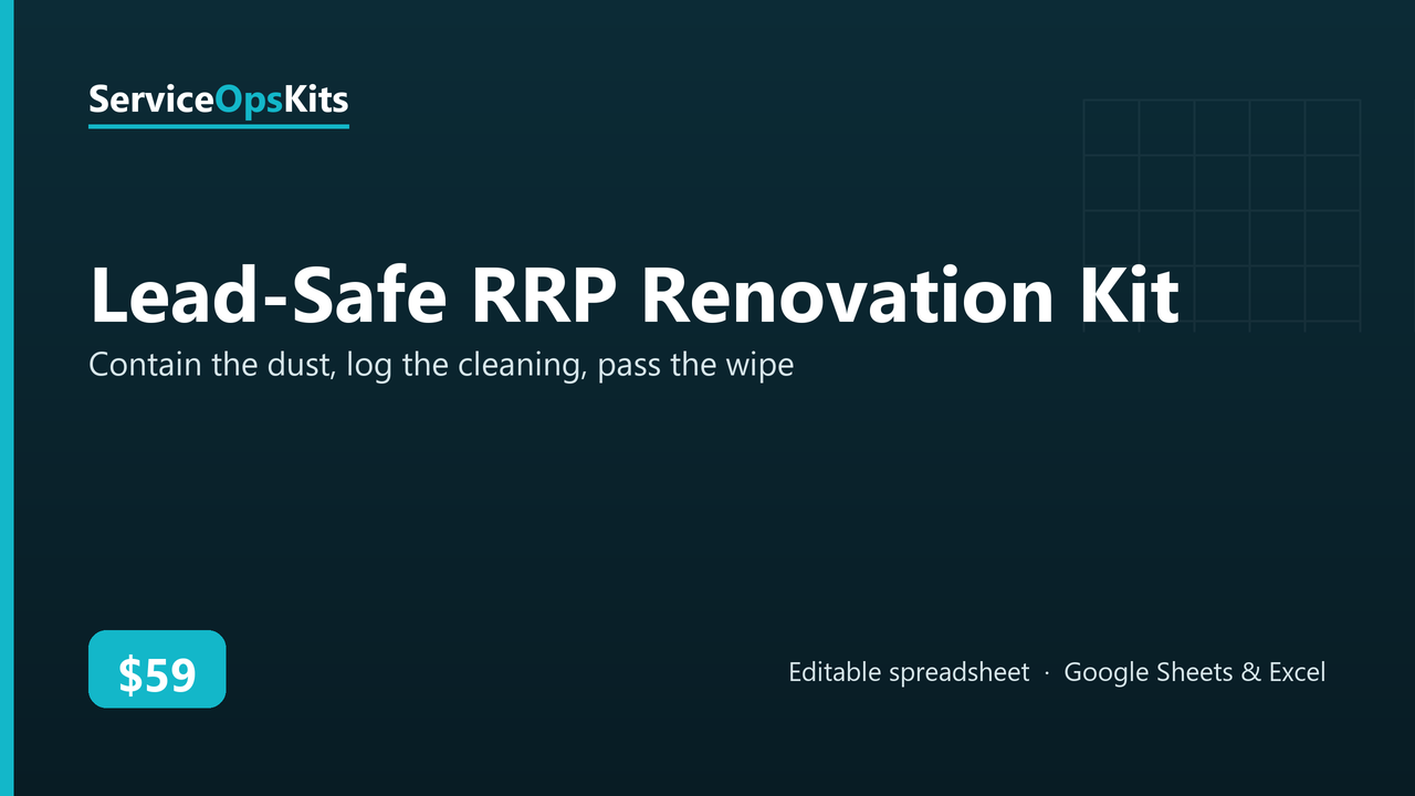 Lead-Safe RRP Renovation Kit spreadsheet template