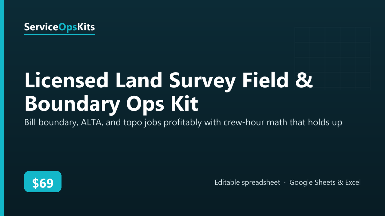 Licensed Land Survey Field & Boundary Ops Kit spreadsheet template