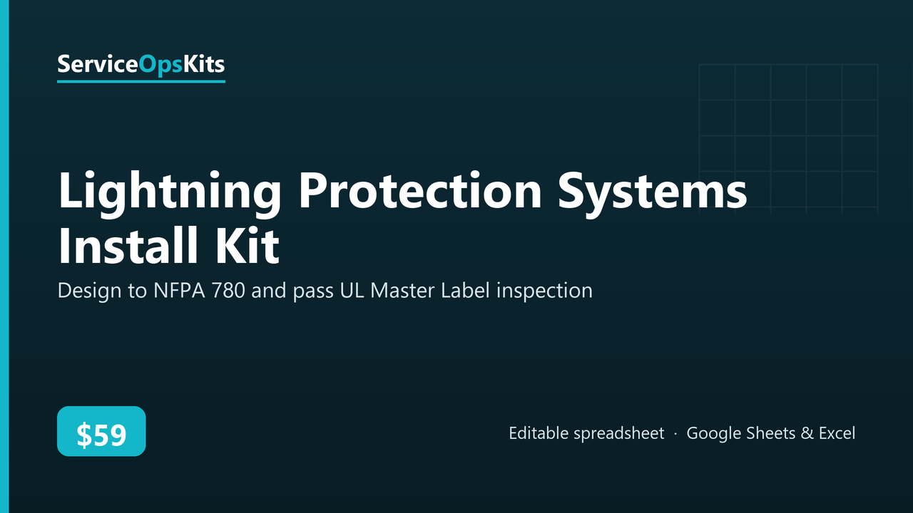 Lightning Protection Systems Install Kit spreadsheet template