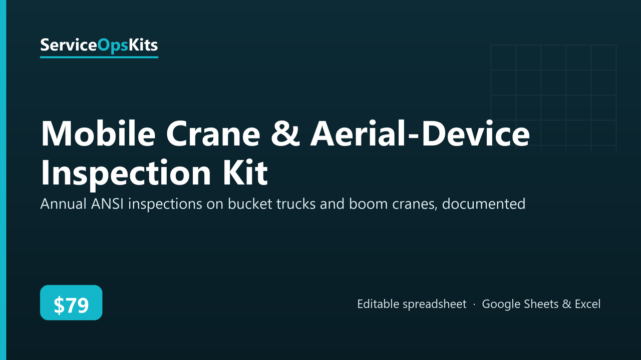 Mobile Crane & Aerial-Device Inspection Kit spreadsheet template