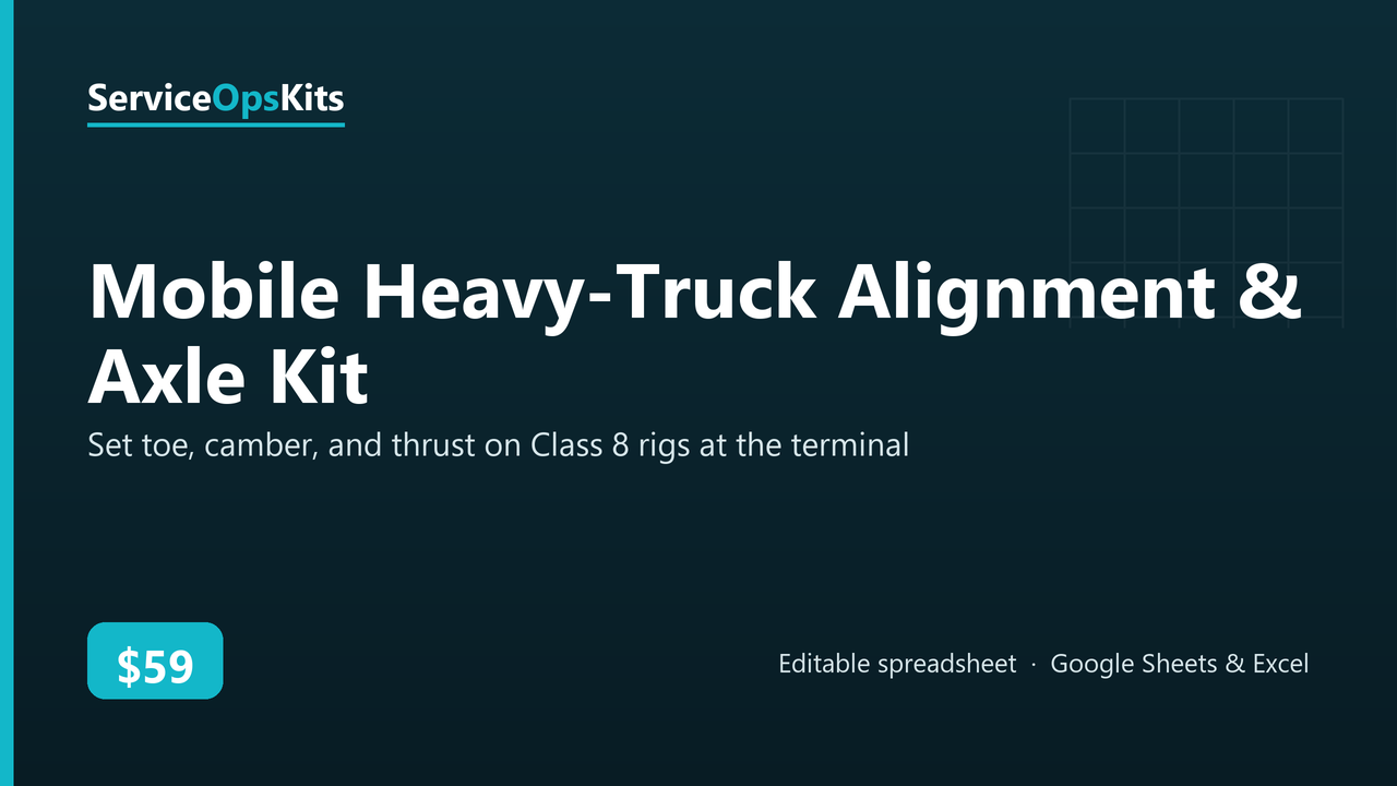 Mobile Heavy-Truck Alignment & Axle Kit spreadsheet template