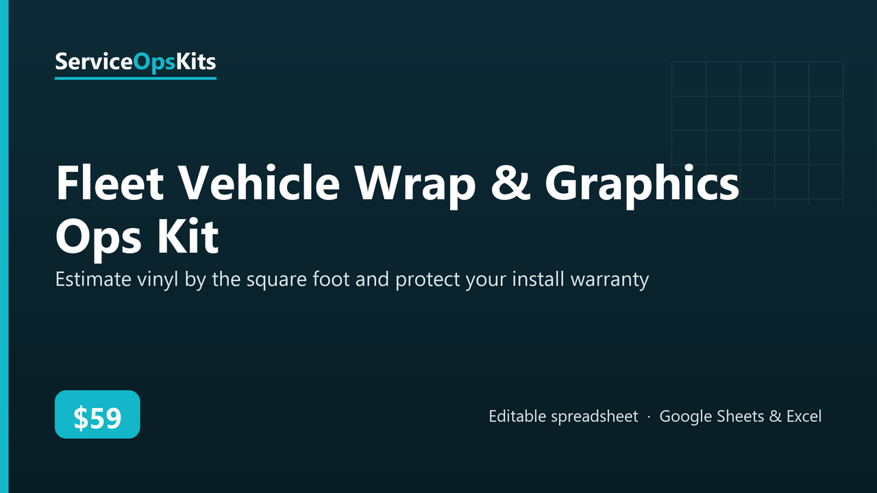 Fleet Vehicle Wrap & Graphics Ops Kit spreadsheet template