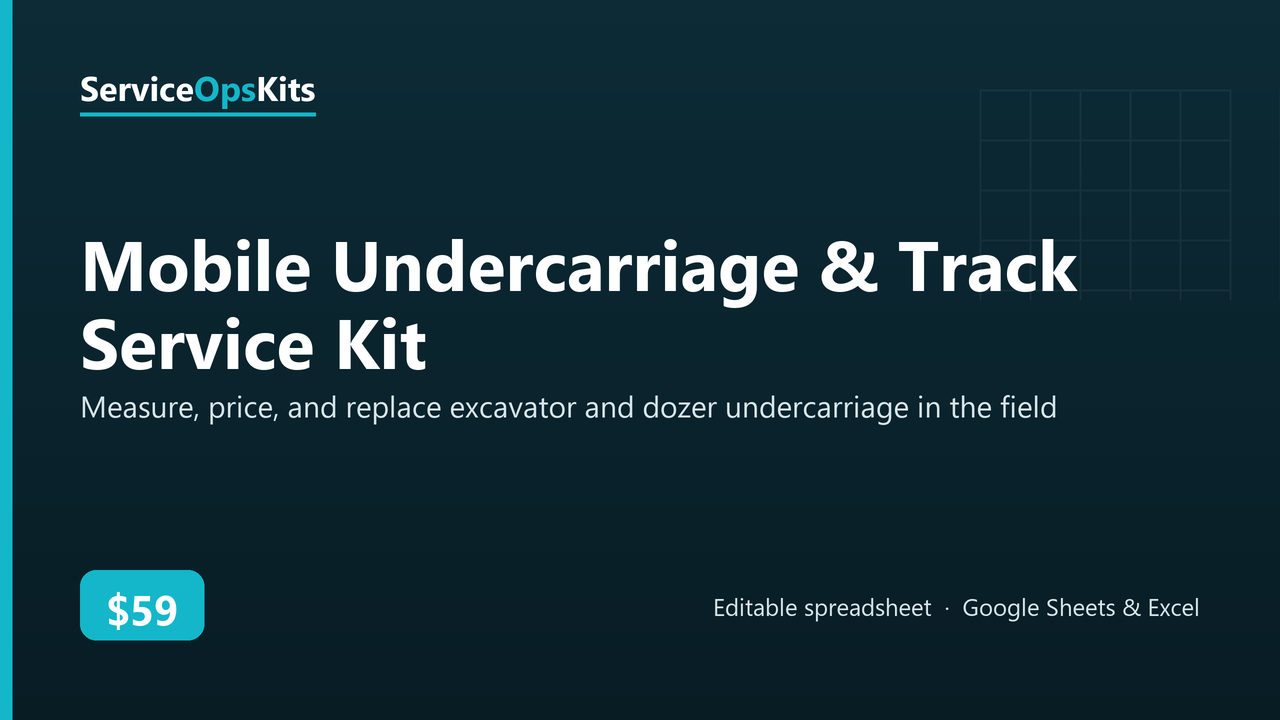 Mobile Undercarriage & Track Service Kit spreadsheet template