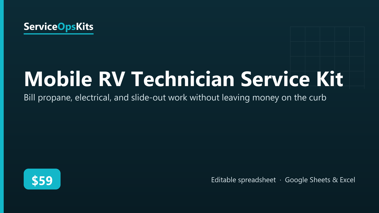 Mobile RV Technician Service Kit spreadsheet template