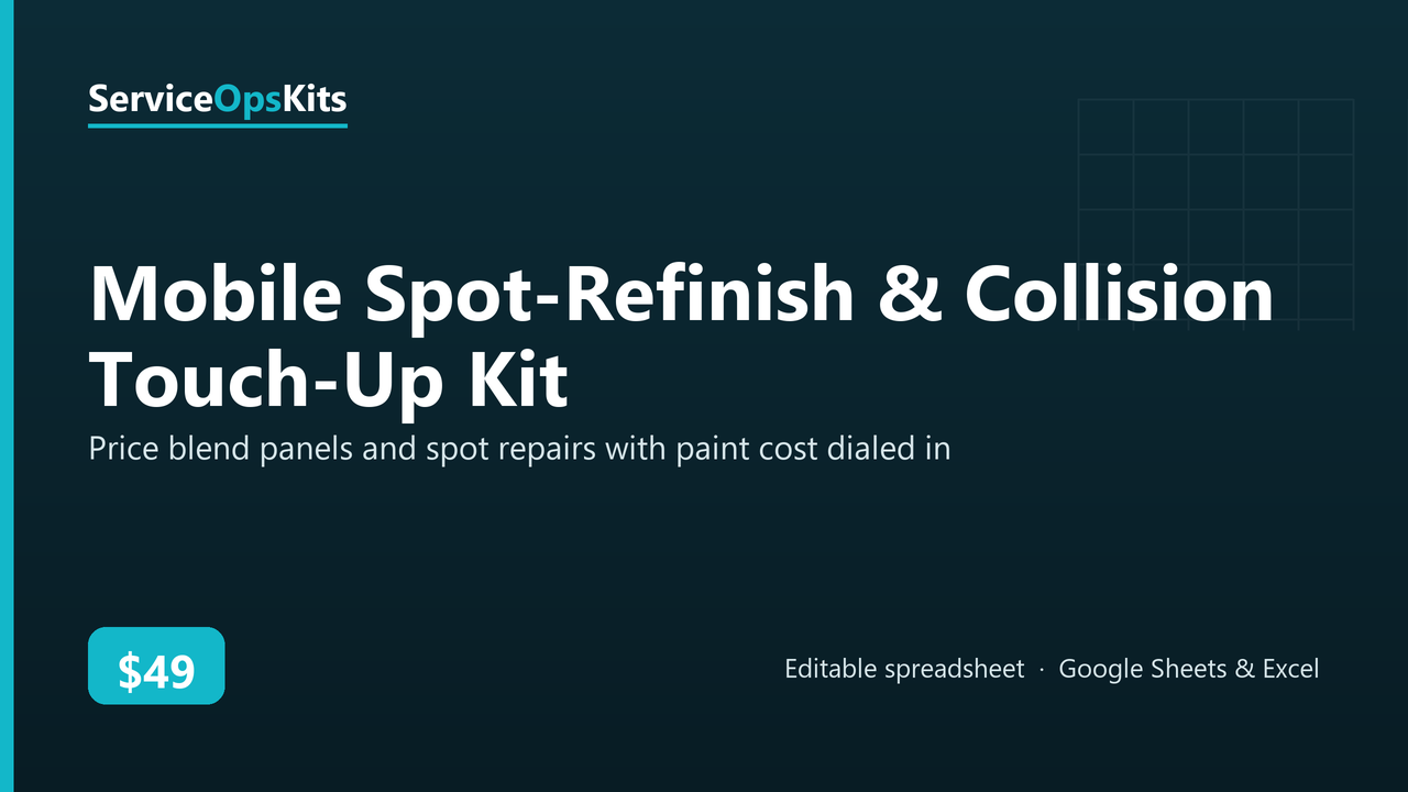 Mobile Spot-Refinish & Collision Touch-Up Kit spreadsheet template