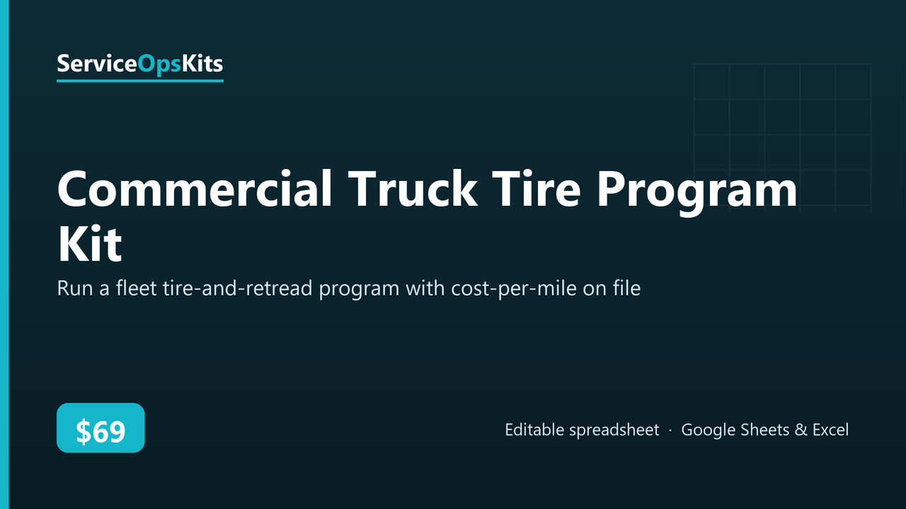 Commercial Truck Tire Program Kit spreadsheet template