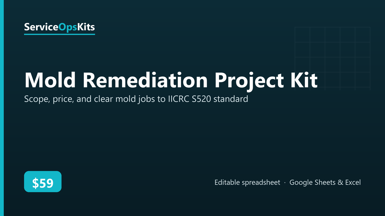 Mold Remediation Project Kit spreadsheet template