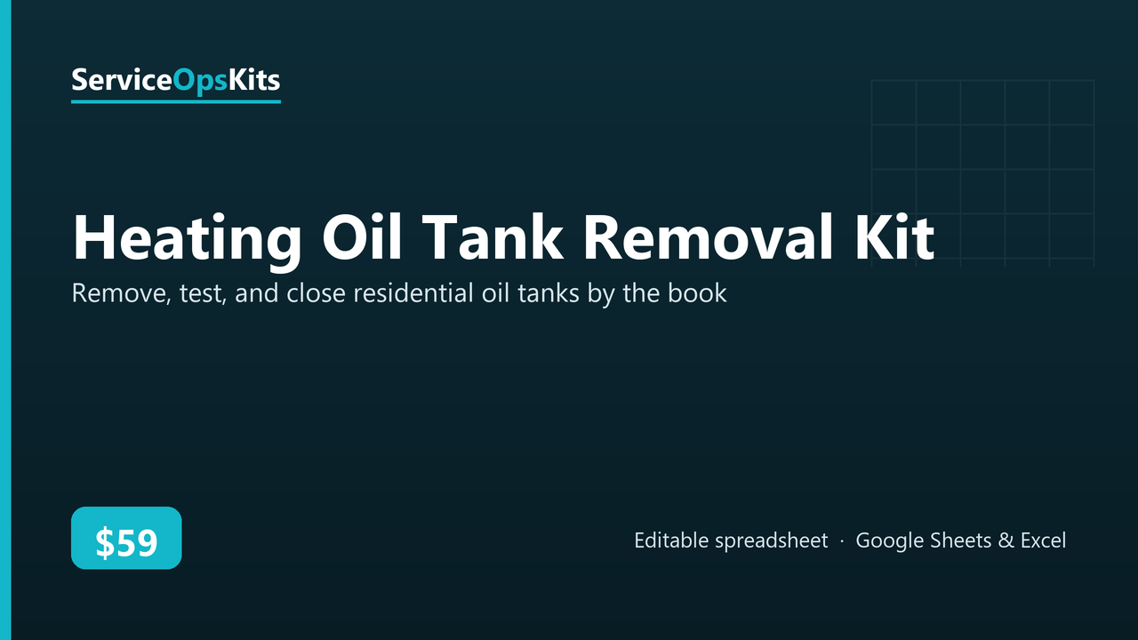 Heating Oil Tank Removal Kit spreadsheet template