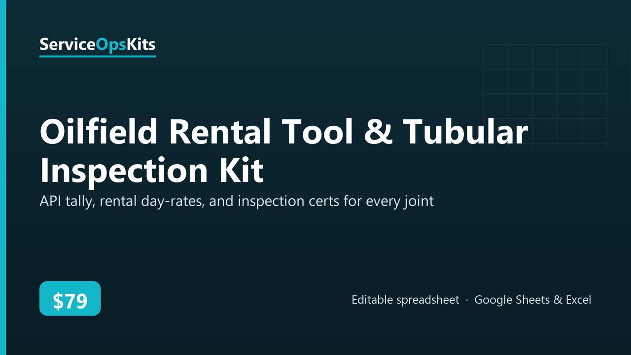 Oilfield Rental Tool & Tubular Inspection Kit spreadsheet template