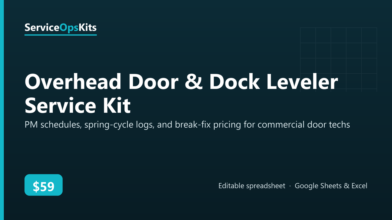Overhead Door & Dock Leveler Service Kit spreadsheet template