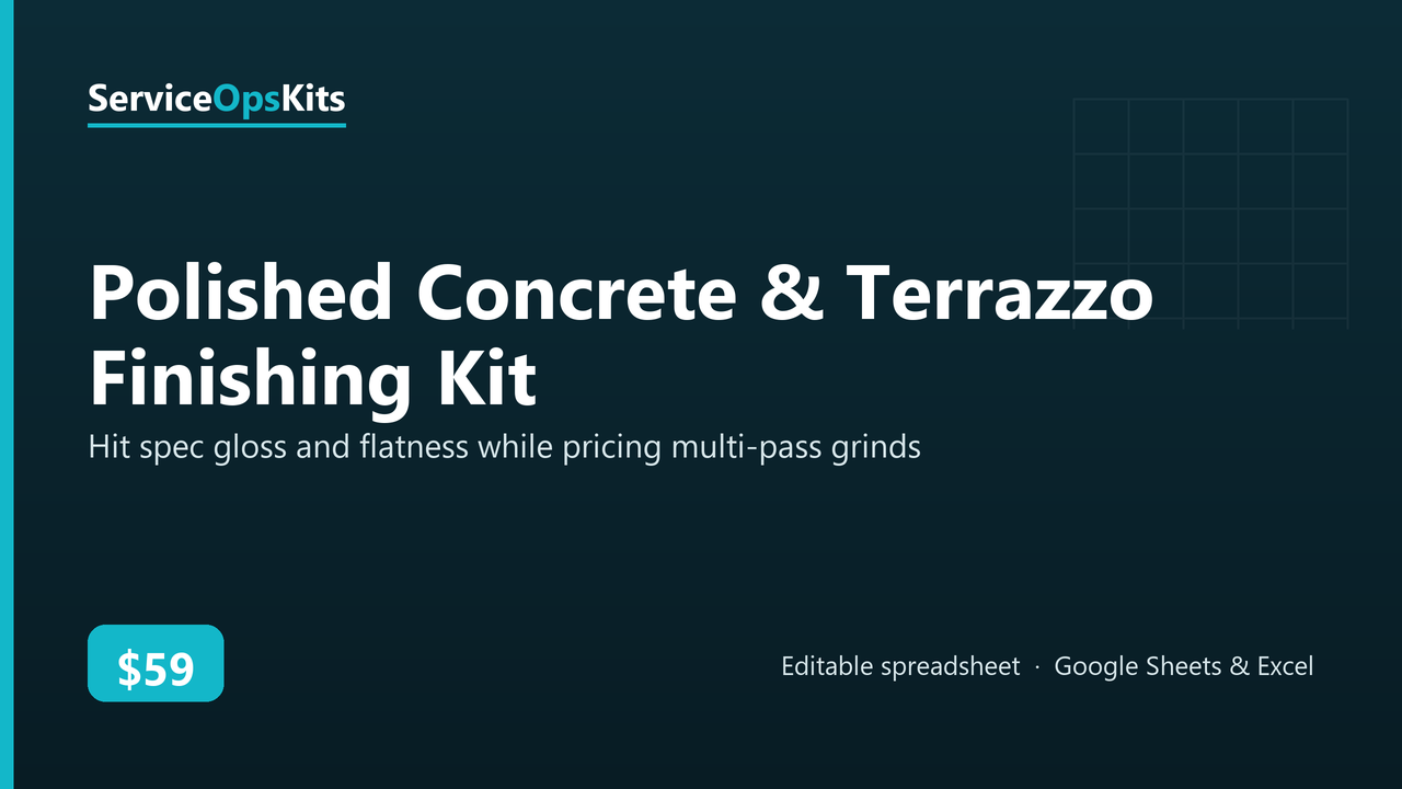 Polished Concrete & Terrazzo Finishing Kit spreadsheet template