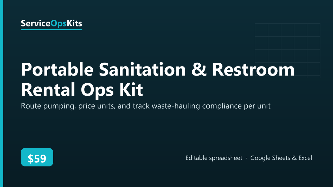 Portable Sanitation & Restroom Rental Ops Kit spreadsheet template