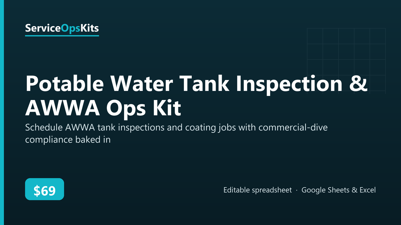 Potable Water Tank Inspection & AWWA Ops Kit spreadsheet template