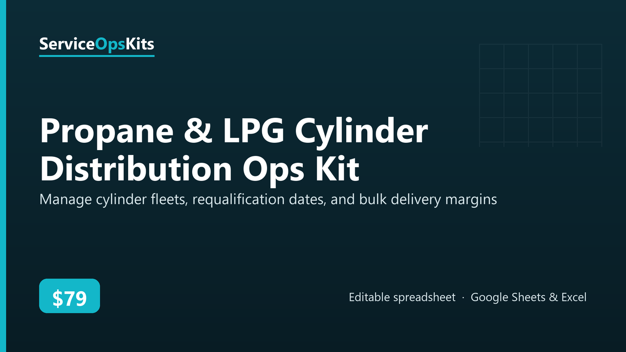 Propane & LPG Cylinder Distribution Ops Kit spreadsheet template