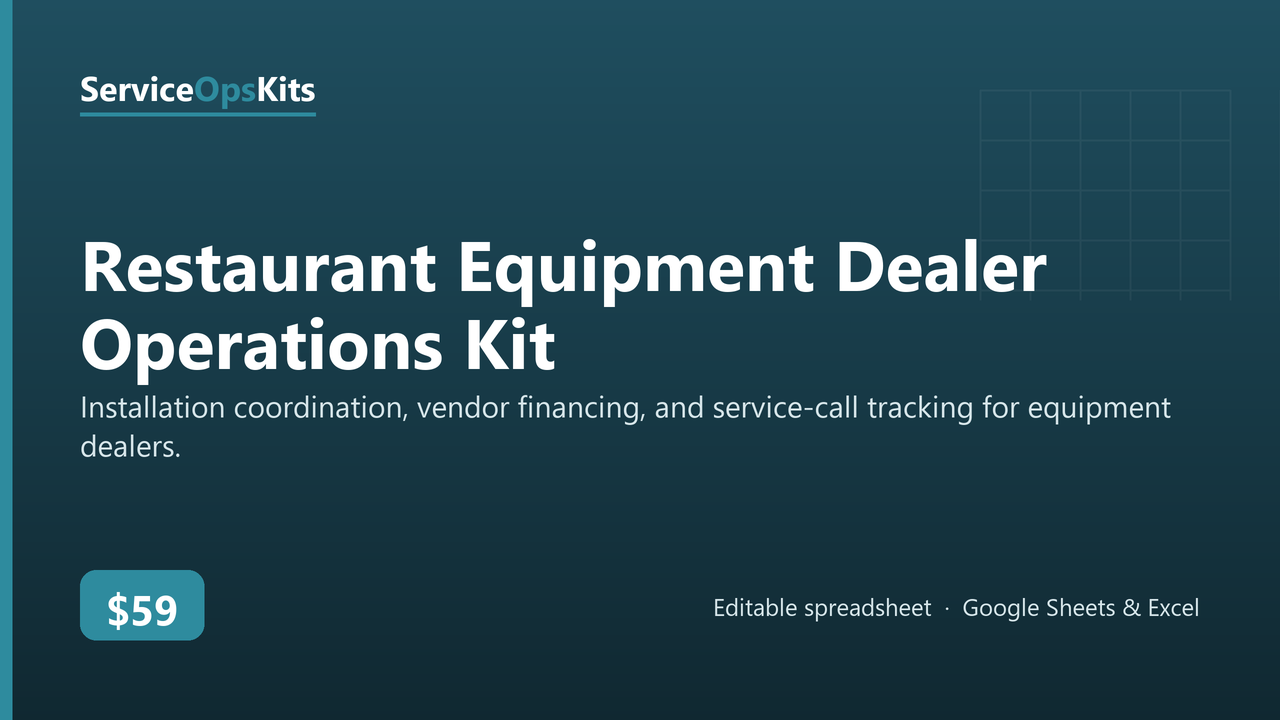 Restaurant Equipment Dealer Operations Kit cover