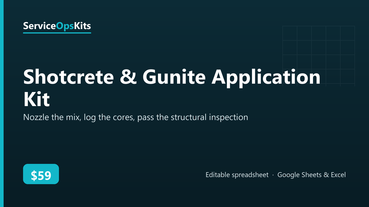 Shotcrete & Gunite Application Kit spreadsheet template