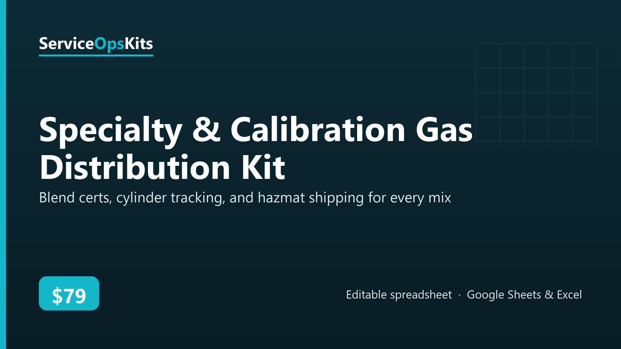 Specialty & Calibration Gas Distribution Kit spreadsheet template