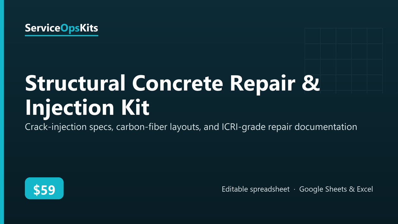 Structural Concrete Repair & Injection Kit spreadsheet template