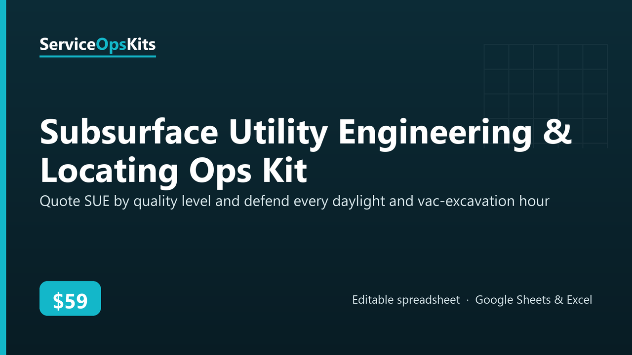 Subsurface Utility Engineering & Locating Ops Kit spreadsheet template
