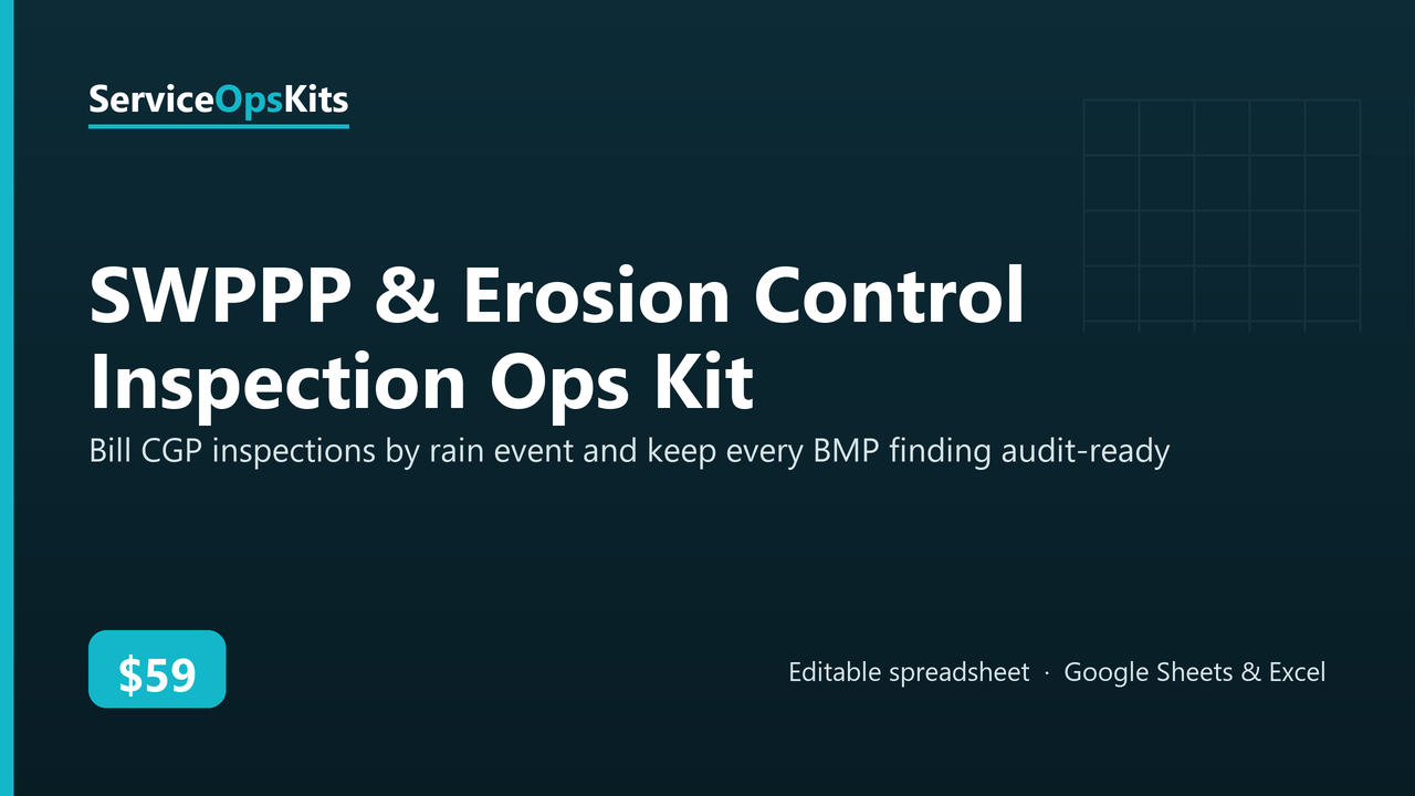 SWPPP & Erosion Control Inspection Ops Kit spreadsheet template