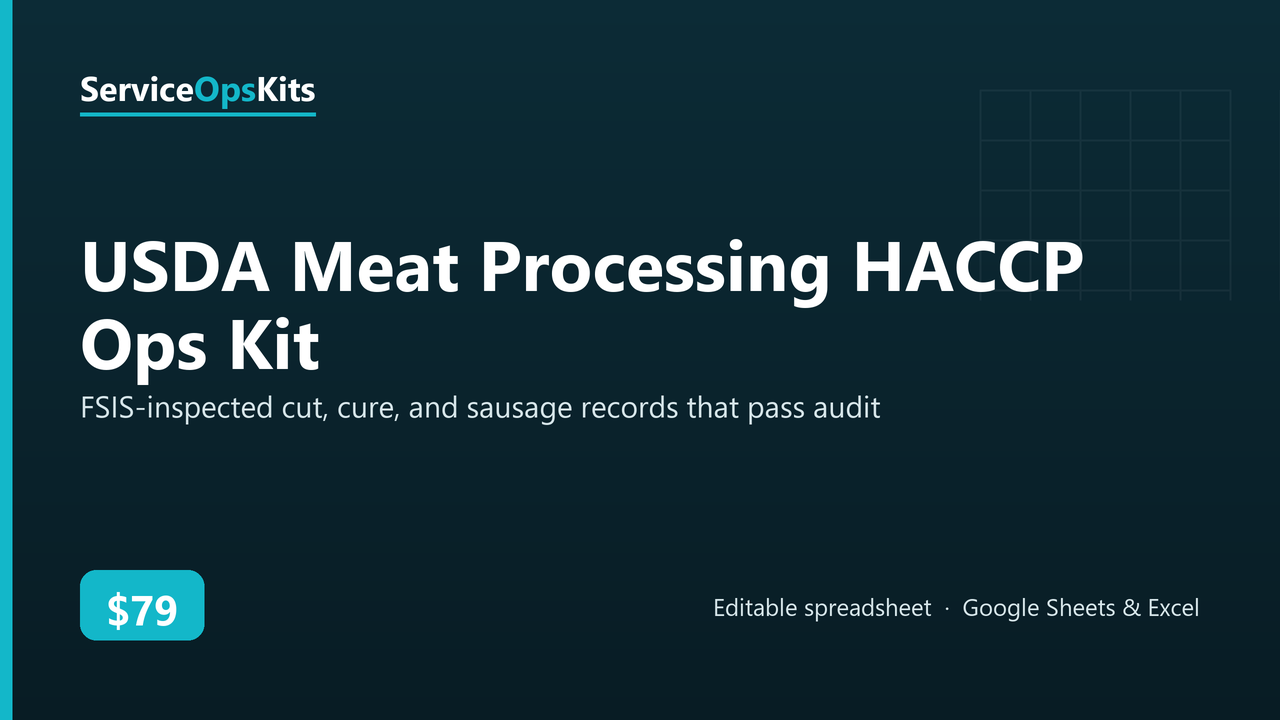 USDA Meat Processing HACCP Ops Kit spreadsheet template