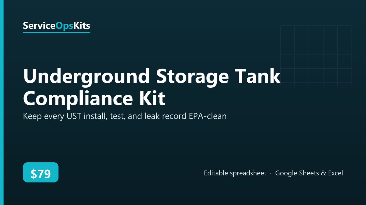 Underground Storage Tank Compliance Kit spreadsheet template