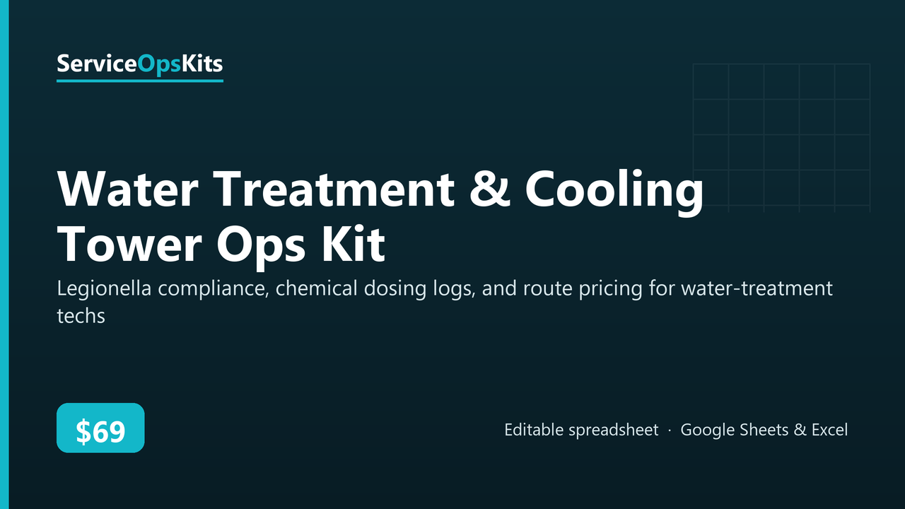Water Treatment & Cooling Tower Ops Kit spreadsheet template